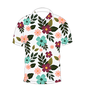 เสื้อโปโลผู้ชายสีขาวพิมพ์ลายดอกไม้หลากสีลำลองแขนสั้นแฟชั่นฤดูร้อน - Product Image 4