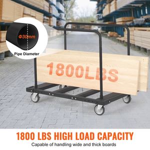 Carrello per Cartongesso Resistente da 1800 libbre con Piattaforma 115 cm x 74 cm e Ruote Girevoli da 12,7 cm per Spostamento, Supporto OEM - Product Image 2