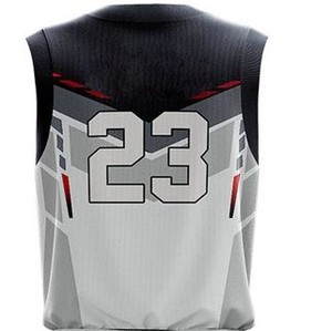 Uniforme de basket-ball sur mesure de haute qualité, respirant, 100% polyester, avec couleur et logo personnalisés, design sans manches pour hommes adultes - Product Image 5