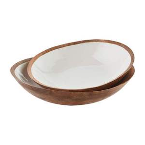 Ensemble de bols en bois de manguier émaillé faits à la main, très demandés, durables, rustiques, pour la cuisine, bols de service, bols à salade et à fruits, vaisselle décorative - Product Image 1