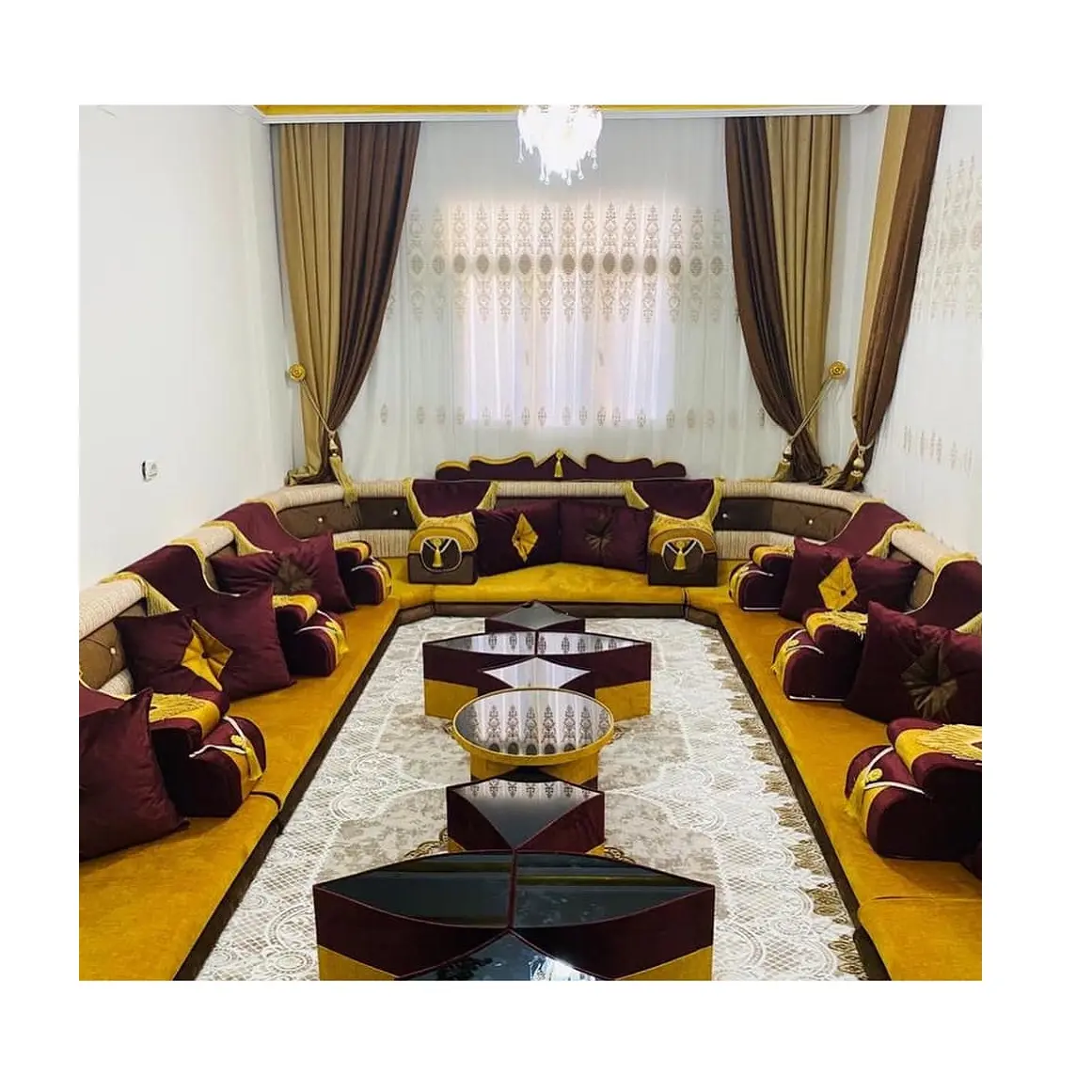 Majlis Arab Maroko Majlis Desain Majlis | Kustomisasi Mungkin L Berbentuk Sofa Lantai Arab Set U Berbentuk Arab