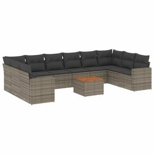 Grey Garden <b>Sofa</b> <b>Set</b> With Cushions UV Resistant PE Rattan Outdoor Furniture Contemporary Design Durable - Product Image 2