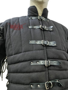 Gambesón Medieval para Hombre, Hecho a Mano, Largo, Manga Larga, Acolchado de Algodón, Correas de Cuero, Alta Calidad, para Reenactment y Fiestas - Product Image 3