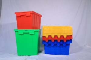 Nhiệm vụ nặng nề nhựa Stackable Thùng Lưu Trữ di chuyển giao thông vận tải hậu cần doanh thu công nghiệp Thùng Lưu Trữ Box với nắp - Product Image 2