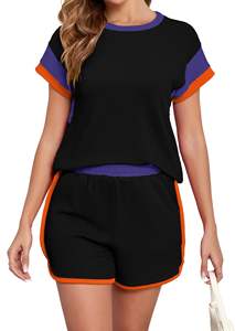 Conjunto de Camiseta y Pantalones Cortos Personalizados de Alta Calidad, 100% Algodón, con Logotipo, 2 Piezas, Tallas Grandes, Lisos, para Gimnasio, para Mujer - Product Image 6