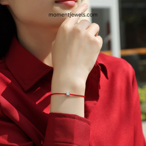 18K Real Gold Plated 925 Sterling Silver Moissanite Red Line <b>Bracelet</b> for Women Claw Setting Geometric Pendant Woven Chain - Product Image 2