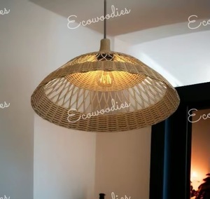 Luminaire suspendu en rotin artisanal, élégant et durable, ajoute chaleur, texture et charme à n'importe quel espace, décoration intérieure confortable. - Product Image 3