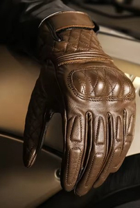 Gants de moto en cuir noir respirants à écran tactile, avec bande en caoutchouc au poignet, pour guidon de moto - Product Image 6