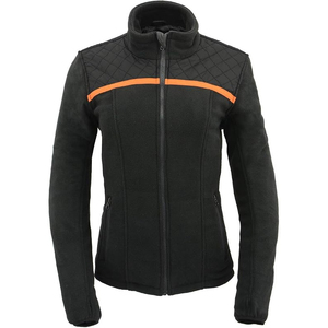 SAMROZ SPORTS Women's Black <b>Micro</b> <b>Fleece</b> Zipper Front <b>Jacket</b> with Orange Stripe - Product Image 1
