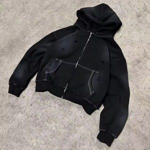 Sweat à capuche zippé surdimensionné et ample pour homme, 100% coton lourd de haute qualité, style vintage délavé à l'acide, personnalisé - Product Image 4