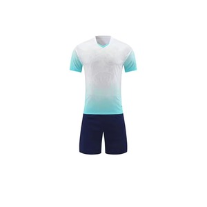 Ensemble de maillots de football pour hommes, dégradé blanc et turquoise, manches courtes, col en V, polyester respirant, vêtements de sport toutes saisons - Product Image 6