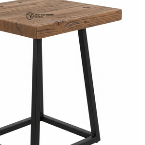 Luxury White Wooden <b>Stool</b> & Black Metal Legs Industrial Storage <b>Stool</b> for <b>Bedroom</b> Living Room Entry & Warehouse Use - Product Image 4