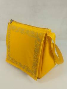 Canvas <b>Women's</b> <b>Shoulder</b> Messenger <b>Bag</b> Gold Floral Decorative Border Print Zipper Closure Adjustable <b>Shoulder</b> Strap Elegant - Product Image 4