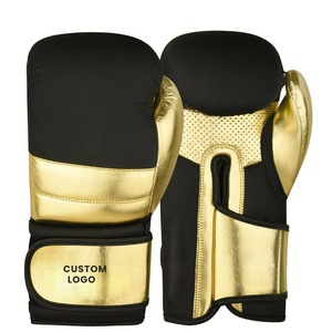 Guantes de Boxeo con Logotipo Personalizado, Dorados y Negros, de Piel Sintética, Cierre de Velcro, Unisex, Correa de Muñeca Ajustable - Product Image 6