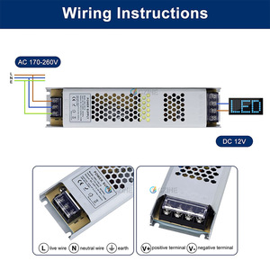 Bộ Nguồn Chuyển Mạch Siêu Mỏng Máy Biến Áp Chiếu Sáng Mỏng 12/24V 60W 100W 150W 200W 300W 400W W Trình Điều Khiển AC190-240V Cho Dải Đèn <span class=keywords><strong>LED</strong></span> - Product Image 4