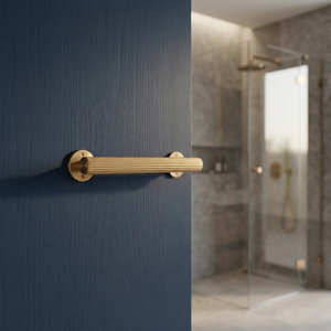 Poignée de porte linéaire moderne tendance en laiton brossé, finition dorée, forme et hauteur personnalisables, durable, multifonctionnelle pour armoire - Product Image 2