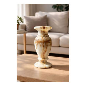 Vase à fleurs en marbre onyx sculpté à la main, design élégant et luxueux, respectueux de l'environnement, de bonne qualité, fabriqué en Inde, pour la décoration de la maison et du jardin. - Product Image 1