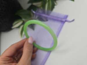 Handmade Green Resin <b>Bangle</b> Round Tubular Slim Stackable Cuff Bracelet Jewelry Resin Craft Mint <b>Jade</b> Translucent - Product Image 6
