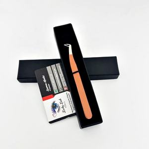 Pince à épiler solide Mega Volume coupe à 90 degrés Logo privé pince à cils en acier inoxydable avec revêtement de couleur marron durable - Product Image 4