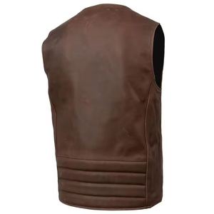 OEM Original Cowhide <b>Men's</b> <b>Black</b> Leather Formal Plus-Size Sleeveless Breathable Quick Dry Spring Heated <b>Waistcoat</b> Front - Product Image 1
