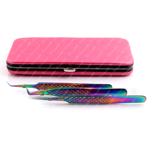 <b>Professional</b> Quality Stainless Steel Eyelash Extension Tweezers Magnetic <b>Case</b> Packing Rust Resistant Anti-Static Beauty Manicure - Product Image 2
