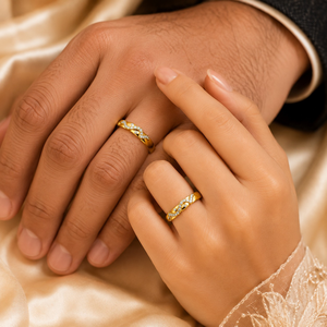 14K Yellow Gold <b>Couple</b> Diamond Bands Set | Real Diamond His and Hers Matching Wedding Engagement <b>Rings</b> Fine Jewelry Gift - Product Image 2