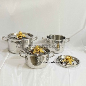 Ensemble de casseroles en acier inoxydable écologique de luxe avec couvercle en forme de citrouille dorée, ustensiles de cuisine, casseroles et poêles à vendre - Product Image 2