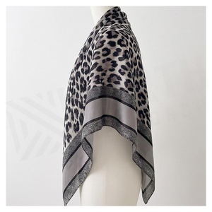 Women's Square <b>Silk</b> Scarf Leopard Print Elegant Multi-Functional Fashion Accessory All Seasons - Product Image 3