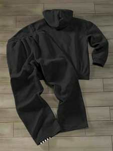 Conjunto Deportivo Unisex de Talla Grande, Ligero, Transpirable, Informal, con Sudadera con Cierre y Pantalones con Apliques de Patchwork, Logotipo Bordado Personalizado - Product Image 4