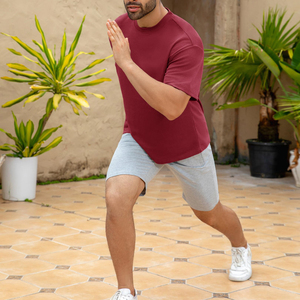 <b>Oversized</b> Men's Solid <b>Red</b> Short Sleeve T-<b>Shirt</b> Casual O-Neck Front Breathable Eco-Friendly Premium Quality 100% Cotton Jersey - Product Image 6
