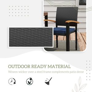 Set da Pranzo per Esterni in Legno di Acacia Resistente alle Intemperie con Sedie e Cuscini Neri per Giardino e Balcone - Product Image 4