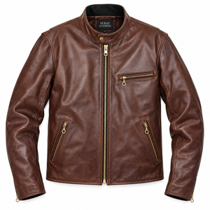 Chaqueta de Motocicleta de Cuero Clásica Original FURAT LEATHERS, Transpirable, para Hombre, Estilo Casual de Otoño, con Cuello Alto y Cierre de Cremallera - Product Image 4