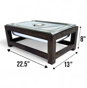 Modern Farmhouse Gastronorm Pan Holder Dark Wood <b>Buffet</b> <b>Server</b> with Stainless Steel Lid Luxury Boutique Hotel Catering Ware - Product Image 2