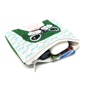 Monedero de lobo marino verde con cuentas, diseño de foca, temática oceánica, mini cartera con cremallera, recuerdo de acuario, venta al por mayor para boutiques. - Product Image 3
