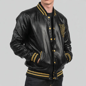 Nueva Chaqueta Varsity de Cuero con Cremallera para Hombre, Chaquetas Varsity Personalizadas de Moda Urbana, Chaqueta Varsity de Cuero con Cremallera para Hombre - Product Image 5
