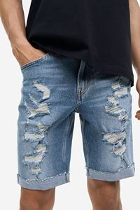 Shorts en jean déchiré vintage en coton pour homme, style streetwear, décontracté, avec trous et dégâts, prix de gros, été - Product Image 6
