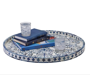 Plateau élégant et moderne en os incrusté, qualité supérieure, table basse décorative mobile, Tradebyd - Product Image 3