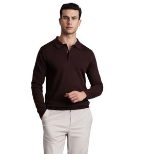 Chemise polo à manches longues de haute qualité personnalisée, 300 g, couleur unie, tissu en coton lourd de qualité supérieure, respirant, élégant - Product Image 5