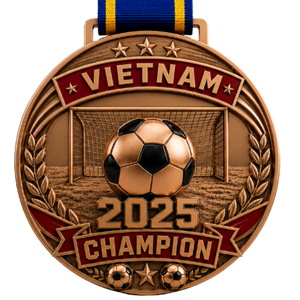 Médailles de football Champion du Vietnam en alliage de zinc gravées Or Argent Bronze – Récompenses sportives durables pour le football - Product Image 4