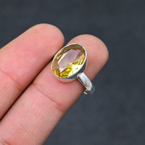 Yellow <b>925</b> <b>Silver</b> Luxury Gemstone <b>Rings</b> for Party - Product Image 1