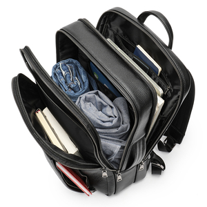 Genuine Leather <b>Backpack</b> <b>Convertible</b> Minimalist Zipper Closure Anti-Theft Computer Interlayer for Business Male 20-35Litre - Product Image 4