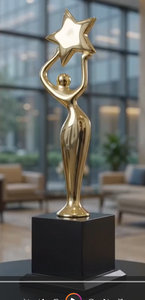 Trophée Étoile Métallique Modèle 659 Plaqué Or, Argent, Bronze – Récompense Durable pour Activités Promotionnelles avec Base Gravée au Laser du Logo - Product Image 4