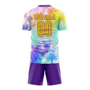 Conjunto de Camiseta de Fútbol Personalizada con Tie Dye, Unisex, Manga Corta, Cuello Redondo, Secado Rápido, Poliéster, para Adultos, Todas las Temporadas, Ropa de Equipo - Product Image 3