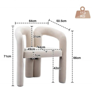 Sedia da Pranzo Imbottita in Velluto dal Design Contemporaneo con Braccioli a Botte per Soggiorno, Prezzo di Fabbrica - Product Image 3