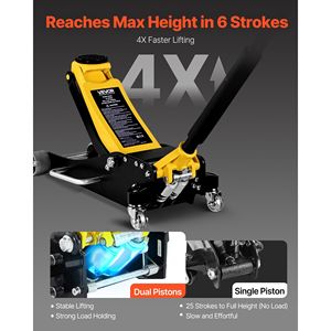 Martinetto idraulico da corsa a basso profilo in alluminio e acciaio da 2,5 tonnellate (5500 libbre) con pompa a sollevamento rapido per auto - Product Image 2