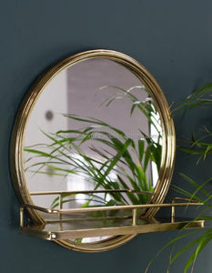<b>Bathroom</b> <b>Mirror</b> in Antique <b>Brass</b> With Simple Bolt Beaded Design Perfect for Unique Wall-Mounted Home Accessory and Decor - Product Image 6