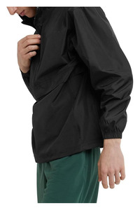 <b>Men</b> <b>Black</b> Hooded Quarter Zip Windbreaker Jacket Oversized Fit Solid Color Casual Style 100 Polyester Woven Fabric Autumn Wear - Product Image 4