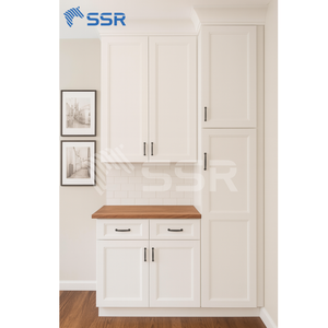 Armoire de cuisine moderne SSR Gray Shaker Base Cabinet à 2 tiroirs et 2 portes avec panneau en PVC et structure en contreplaqué - Product Image 2