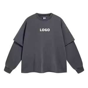 เสื้อยืดคอกลมแขนยาวสองชั้นทรงโอเวอร์ไซส์สั่งทำพิเศษ ยูนิเซ็กซ์ ผ้าฝ้าย 100% เป็นมิตรกับสิ่งแวดล้อม แห้งเร็ว น้ำหนัก 220 กรัม ทรงเข้ารูป ผ้าถัก พิมพ์ลายดิจิตอล - Product Image 1