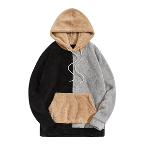 Sweat à capuche unisexe en polaire sherpa sur mesure pour homme, coupe ample et moelleuse, avec blocs de couleur et cordon de serrage - Product Image 2